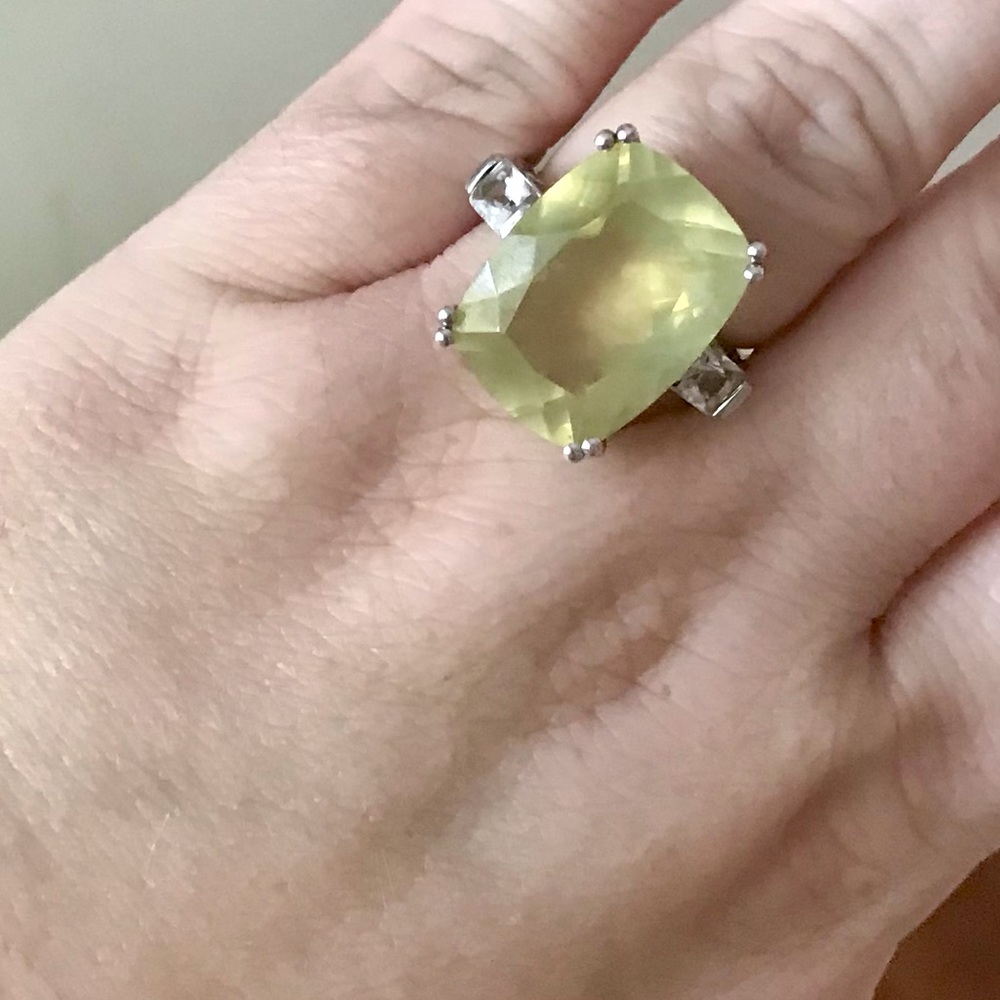 HUGE Lemon Quartz Sterling Silver Ring